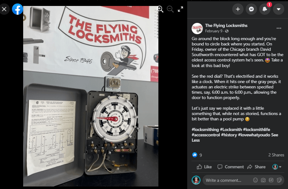 example of good Facebook post by The Flying Locksmiths